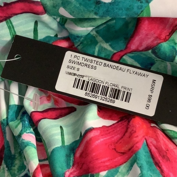 Nicole Miller Twisted Bandeau Flyaway Swimdress. Size Small New With Tags - Picture 6 of 9